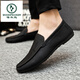 
Woodpecker summer new men's beanie shoes 2025 driving casual leather shoes soft sole kick men's trendy street shooting internet celebrity shoes D838 black 39