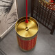 Nueva columna de acero inoxidable de estilo chino Hotel B&B Baño redondo Redonda Washbasin Washbasin Gold + Red 3883 Wave Pattern-Cilindrical Basin
