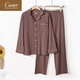 caser凯撒女磨绒家居服春秋冬羊绒蛋白翻领长袖长裤睡衣BI51-3886 丝绒红 3XL 175