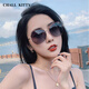 CHALL KITTY偏光太阳镜女韩版女士墨镜防紫外线开车驾驶眼镜高级感2025新款 红金灰-品牌礼盒装高档高级感