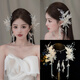 Princess Shiyun Bride’s Noble Crown Headdress 2025 New Style Heavy Industry Korean Crystal Eyebrow Pendant Wedding Crown Meet Headband + Ear Clip