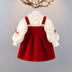 Children's clothing girls suit spring and autumn dress one-year-old baby girl princess dress dress children autumn and winter two-piece set red l plus velvet cm 100