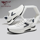 Zapatos para hombres de siete lobos para zapatos casuales de cuero de verano para zapatillas de alto rango de suela gruesa para hombres zapatos blancos de moda y versátiles de viaje blanco/azul 1049 39