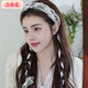 Spring flower hairpin hairband for women retro autumn and winter braided hairband with teeth anti-slip Internet celebrity new hair bundle feeling head cave hair accessory blue gray