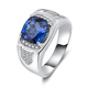 Pu Lian square tanzanite sapphire ring men's 925 sterling silver gold-plated inlaid colored gemstone ring trendy personality No. 14-54mm