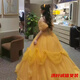 事思黄色晚礼服女新款高端轻奢贝儿公主同款婚纱法式超仙森系 黄色 S 160