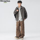 
MMOPTOP American pure cotton retro lapel work jacket spring and autumn men's versatile functional jacket MJK03 dark gray XL
