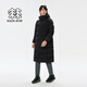 KOLON SPORT/可隆长款羽绒服 男女同款户外休闲防风防泼水连帽重量鹅绒服 LUDJ4WNT02-BK 黑色 S 165/88A