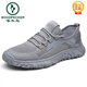 Zapatos para hombres de la marca Woodpecker 2024 Zapatos de malla voladora de nuevo estilo de primavera y verano para zapatillas para hombres livianas, cómodas cómodas y transpirables XZT9195 Modelo de cuatro estaciones gris 39 Tamaño de cuero estándar