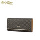 Billetera Goldlion 2025 NUEVA FAMINA RETRO Moda impresa Bolsa de bolsas Long Women's Trendy Clutch Dark Coffee/Accent Color Wear
