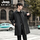 JEEP SPIRIT风衣男中长款外套2025新款春秋季过膝克苏鲁文职行政商务休闲大衣 黑色 M 100-120斤