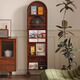 Mittel alter massives Holz Ganzkörperspiegel beweglicher bodenstehender französischer Retro Storage Magazine Bücherregal integrierter rotierender Dressing Spiegel mittelalterlicher Farbe [importiertes Festholz]