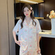 猫人夏季睡衣女款冰丝短袖长裤感甜美水蜜桃夏天薄款两件 YX#9905短袖长裤 M (建议75-95斤)