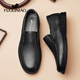 Lucky Bird Leather Shoes Men's Genuine Leather Plus Velvet Slip-on Men's Business Casual Shoes Men's Soft-soled Footwear Warm Middle-aged Dad Shoes Black 40