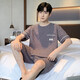 2025 Neue Pyjamas Herren Sommer kurzärmelige Baumwollanzug Jacquard Koreanische Shorts lässige Sommer-Heimkleidung kann außerhalb von 9202 l getragen werden [100-130jin [Jin entspricht 0,5 kg]]