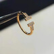 DYN French design luxury 18K rose gold closed round ring light luxury women's ring classic double T ring T series T series gold without diamonds US size 5 (national code 10-11)