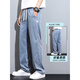 Foseki Tiansi Jeans Men's Men's Summer Thin Style Fashion Brand Straight Men's Ice Silk Lignes larges Summer Casual Long Long Long 1048 Black M recommandé 90-115Jin [Jin est égal à 0,5 kg]