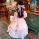Annie Youer Girls Lolita Princess Dress Fashionable Children Puffy Mesh Dress Girls Birthday Dress Pink 140