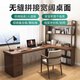 Guoman all solid wood corner computer desk desktop home student desk bedroom L-shaped double corner desk with bookshelf 140*120*55*75 drawerless cabinet + bookshelf luxury model