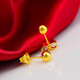 Gold-wrapped silver earrings, 24k yellow round bead earrings, 999 silver-wrapped ear sticks, two pairs of glossy beads