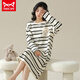 Catman Miiow New Nightgown pour les femmes au printemps et à l'automne Coton pur ancon de coton mignon à manches longues à manches longues Internet Célébrité Style Home Clothes Home Style W9763 Champe de nuit à manches longues M 70-90Jin [Jin est égal à 0,5 kg]