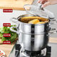 Stainless steel steamer 304 thickened household soup pot steamer double-layer non-stick pot induction cooker gas stove online supermarket 24cm double-layer steamer brown lid extra thick 24cm