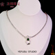 Platinum pendant buckle super flash zircon necklace plated 18/k jewelry jadeite tourmaline buckle universal white gold greenstone with chain