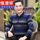 恒源祥春装中年男士爸爸装长袖T恤春秋薄款衣服中老年老人爷爷春季上衣 6188蓝色 M 170