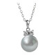 Shiyi mother-of-pearl pendant single S925 sterling silver clavicle necklace with bow simple women's birthday gift 10mm white beads