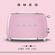 SMEG/Smeg retro toaster breakfast machine sandwich toast toaster multi-functional household small housewarming birthday gift official authentic 6-speed baking TSF01 pink (two-piece)