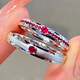 Pingyan inlaid sapphire couple ring ruby ring colorful gem pair ring row wedding ring blue sapphire men's ring note ring number