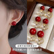 Core luxury red pearl earrings for women without pierced ears imitation pearl ear clips for women new high-end autumn and winter mosquito coil commemorative earrings 8mm ancora red ear clips for non-pierced ears