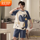 REJIP Pajamas para hombres, la primavera corta de manga corta y los adolescentes delgados de los delgados de verano, los adolescentes pueden usar traje de ropa para hombres de tamaño grande para hombres 6621 3xl 180-200Jin [Jin equivale a 0.5 kg]
