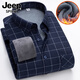 
JEEP SPIRIT Jeep Autumn and Winter Men's Fleece Thickened Warm Shirt Middle-aged and Elderly Casual Fashion Daddy's Clothing Plaid Shirt Jacket 9902 4XL