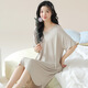 美筠带胸垫睡裙夏季莫代尔睡衣女夏天薄款简约短袖孕妇家居服夏 A11762【带胸垫】 2XL