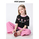 MiniPeace Children's Clothes Xia Xin Girls Short Sleeve T-Shirt FBCNF2120 Jet Black 150