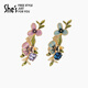 Qianzi (She s) Van Gogh Iris Gradient Flower Brooch Feminine Corsage Brooch Holiday Gift Purple E0