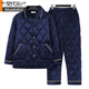 Modal mittleren und älteren Pyjamas Herbst und Winter sowie Samt sowie superdicke Daddy's Cotton Jacke Koralle Velvet warme Heimkleidung Set N9926f Grau Upgraded Dicked Fabric Cut Cut Blume 2xl (140-165jin [Jin gleich 0,5 kg]))