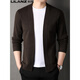 Lilang Cardigan Herren Strick-Strickjacke im Frühling und Herbst Neuen Stil mittleren und jungen Menschen mit modischer und vielseitiger purer Pulloverjacke schwarzer HPL-A32321 XL 175