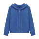 Basic House/Baijiahao hooded double zipper sweater spring style solid color loose raglan cardigan jacket blue M