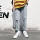 KFPF pants for men's trendy street-fried slim fit ripped pants straight jeans for men's summer thin 2025 new men's pants 679/Y ripped model M