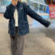 Adidas Clover Jacke Herren- und Frauen Frühling Jahr der Schlange Neujahr Neues chinesisches Stil Buckle Denim Sport Lose Jacket Jacket JZ9928/Denim Blue M.