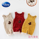Disney baby overalls plus velvet and thickened autumn and winter clothing for boys and girls 1 to 3 years old cartoon super cute jumpsuit baby pants apricot plus velvet 100