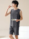 
Pajamas men's summer pure cotton sleeveless vest summer teenager large size men's thin casual home clothing set YDY13657 L size (recommended 100-120Jin [Jin equals 0.5 kg]) equal size