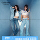 Calvin Klein同款CK内衣女士无钢圈轻运动背心文胸性感比基尼内裤套装 QP3271OUB1+F3787AD001-太空黑 XS 文胸S+内裤