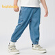 巴拉巴拉童装儿童长裤工装牛仔裤男童裤子夏季宽松束脚裤时尚百搭 牛仔中蓝88201 120