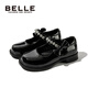 百丽童鞋女童黑皮鞋演出鞋春秋儿童学生鞋乐福鞋中大童单鞋 黑色28