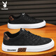 Playboy (PLAYBOY) men's shoes 2025 summer canvas shoes men's breathable board shoes ice silk casual sneakers black 41
