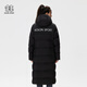 KOLON SPORT/可隆长款羽绒服 男女同款户外休闲防风防泼水连帽重量鹅绒服 LUDJ4WNT02-BK 黑色 S 165/88A