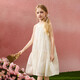 ASK JUNIOR Children's Skirt Girls 2025 Summer Sling Skirt Three-dimensional Flowers Seaside Vacation Style Dress Beige 150